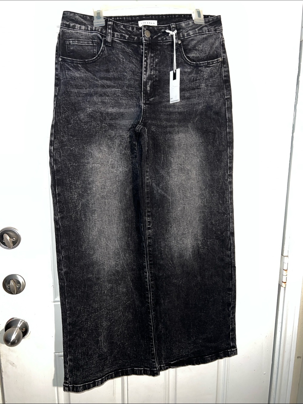 Classic Black Washed Straight Jeans for Women size:15